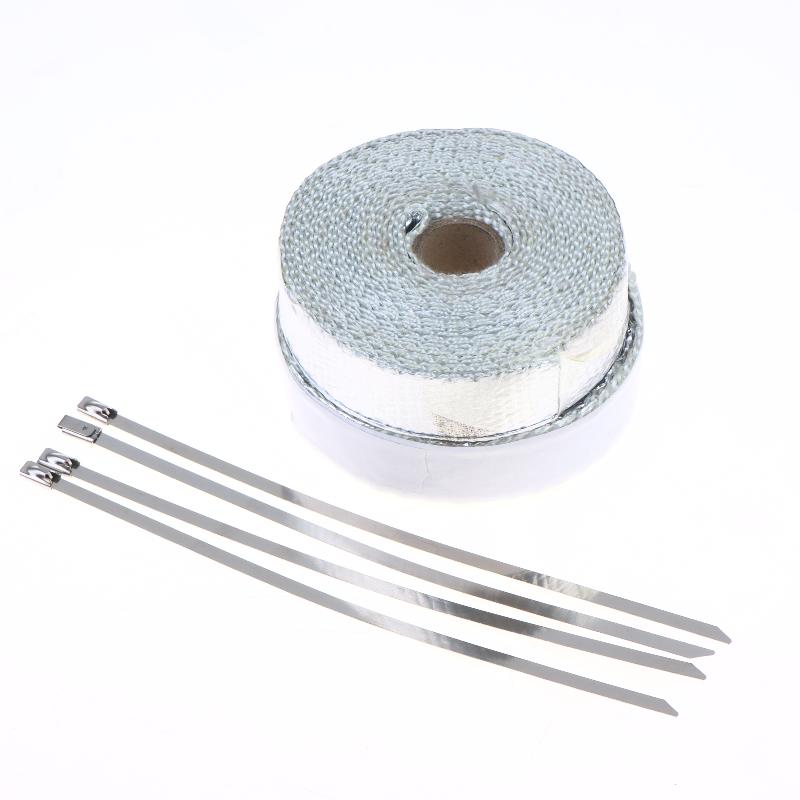 Nastro Termico per Silenziatore di Motocicletta Fascia di Scarico Heat Wrap Scudo Termico Isolamento Con Fascette in Acciaio Inossidabile 5M Foglio di Alluminio