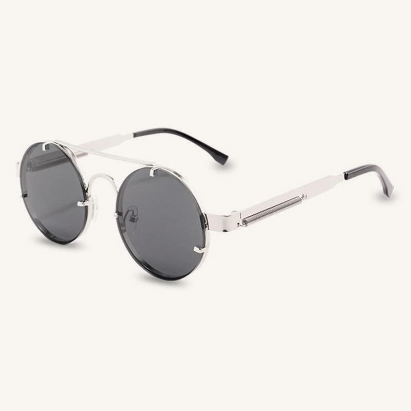 Steampunk Vintage Round Metal Sunglasses Men and Women Hip Hop Stylish Fashion Shades Glamour Trend Designer Shades UV400