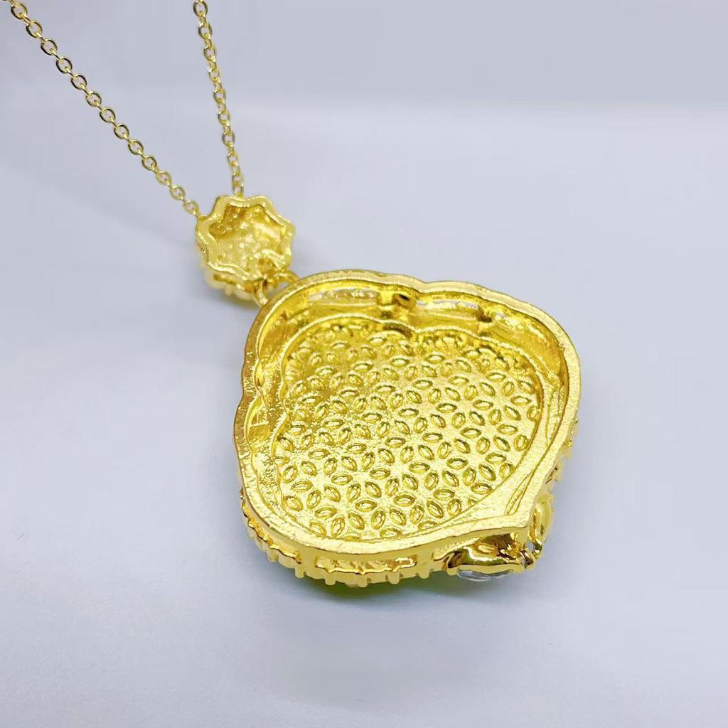 Pendant New Chinese Style Green Stone Laughing Buddha Surrounded by Zircon Men and Women Buddha Necklace