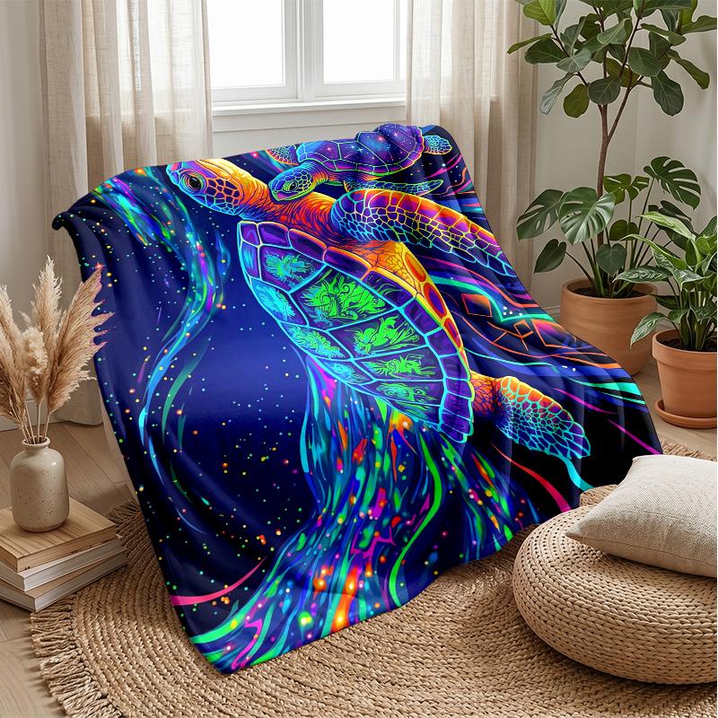 Magical Turtle Pond Theme Blanket Lightweight Warm Flannel Blanket Decorative Throw Blanket for Home Decoration