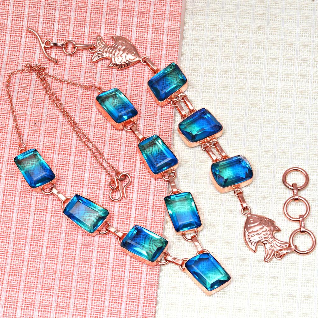 Bio-Tourmulian 14 Ct Rose Gold Plated Jewelry Necklace Bracelets18-20''