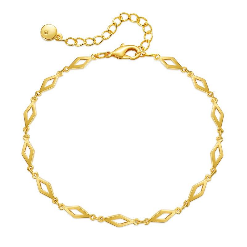 Womens Minimalist 18k Gold Plated Geometric Thin Chain Gold Bracelet