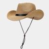 Western Wind Big Brim Belt Decorative Straw Visor Hat for Men and Women Outdoor Travel In Spring and Summer Sun Hat