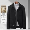Men's High-End Woolen Lapel Jacket - Middle-Aged Business & Casual Outerwear for Spring and Autumn