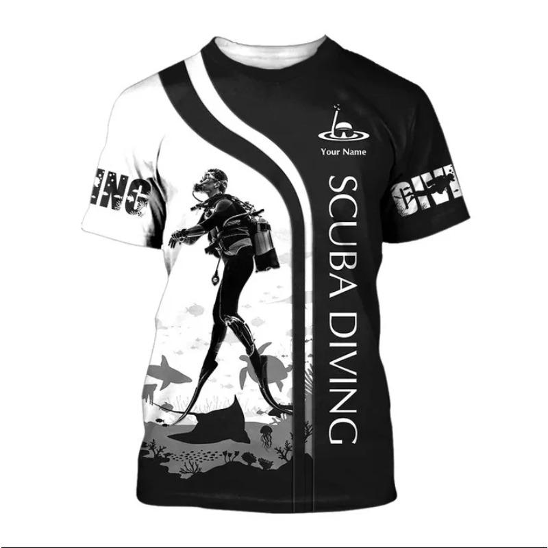 T-shirt da Subacquea con Stampa Integrale per Uomo Donna Estate Manica Corta Magliette Oversize Abbigliamento Magliette Club di Subacquea Uomo