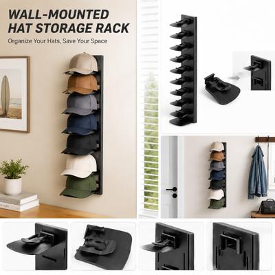Wall Mounted Baseball Cap Rack Strong Adhesive Hat Organizer Multi Layer Hat Storage Holder Space Saving Wall Hook