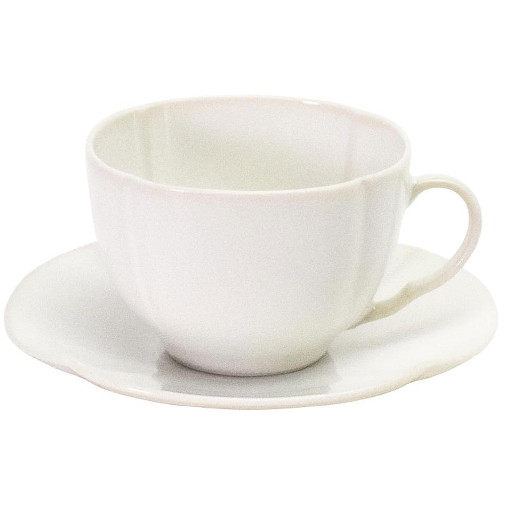 aito Seisakusho Coffee Cup Microwave and Dishwasher White Jun Yang Mino Made in 335108 "Aim" & Saucer, Approx. 220ml, Safe, Glaze, Ware, Japan,