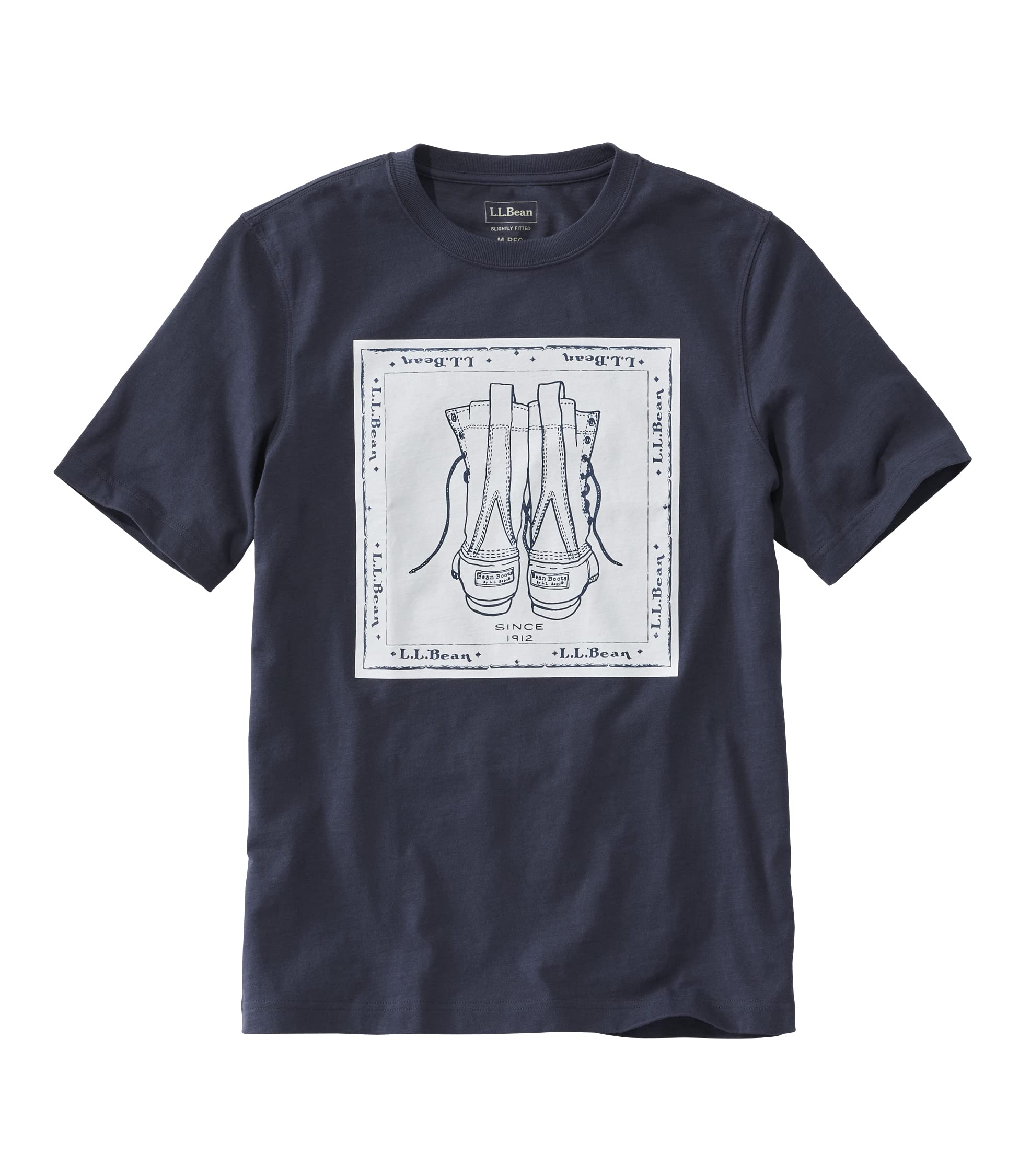 

Футболка Japan Fit Lake Wash Organic Cotton Graphic Tee Japan Fit Size S Carbon Boot Bandana Blue 1000127324 [LLBean] Мужская темно-синяя/бобовая