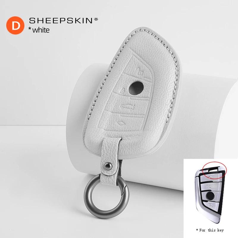 Sheepskin Car Key Case Bag For Bmw 1 5 6 7 Series G20 G30 G11 F15 F16 G01 G02 F48 X1 X4 X5 X6 X7 Keychain Accessories