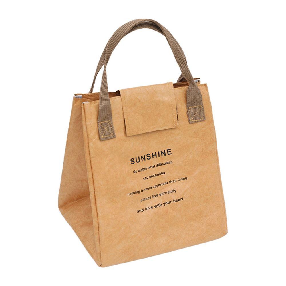 Tragbare Kraftpapier-Mittagessenstasche, große Kapazität, Lebensmittel-Thermos-Handtasche, Camping