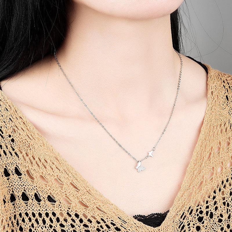 Ladies Elegant Rhinestone Butterfly Pendant Necklaces