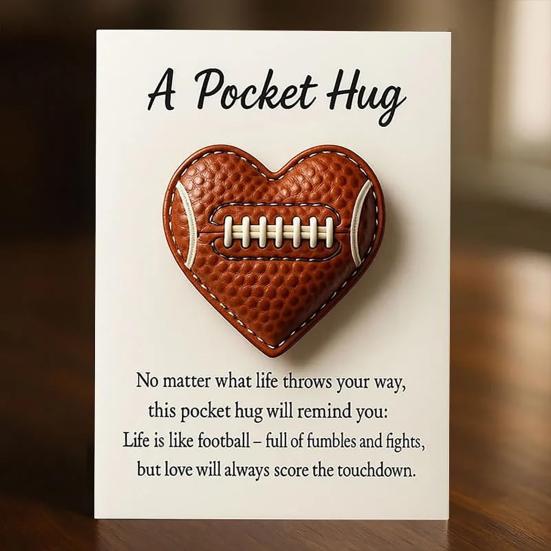 Love Heart Baseball Pocket Hug with Positive Card Emotional Support Heart Shaped Baseball Pocket