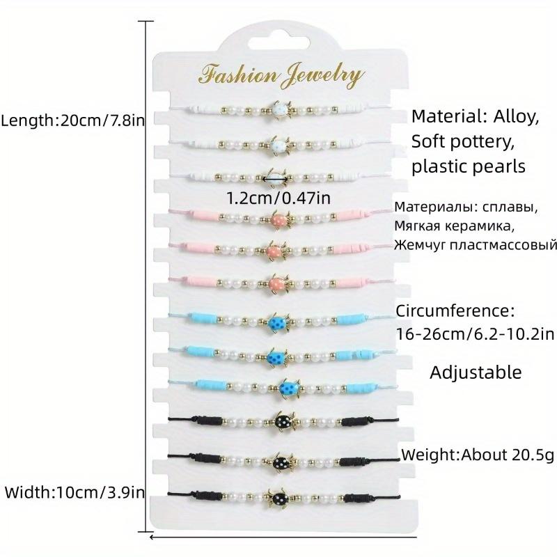 12PCS Cartoon Turtle Bangle Bracelet Set Alloy Painted Beads Pearl Decor Adjustable Friendship Jewelry Gift for Kids Teens