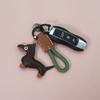Miniature Sausage Dog Keyring Stylish Leather Keychain Pendant Accessory for Pet Lovers and Fashion Enthusiasts