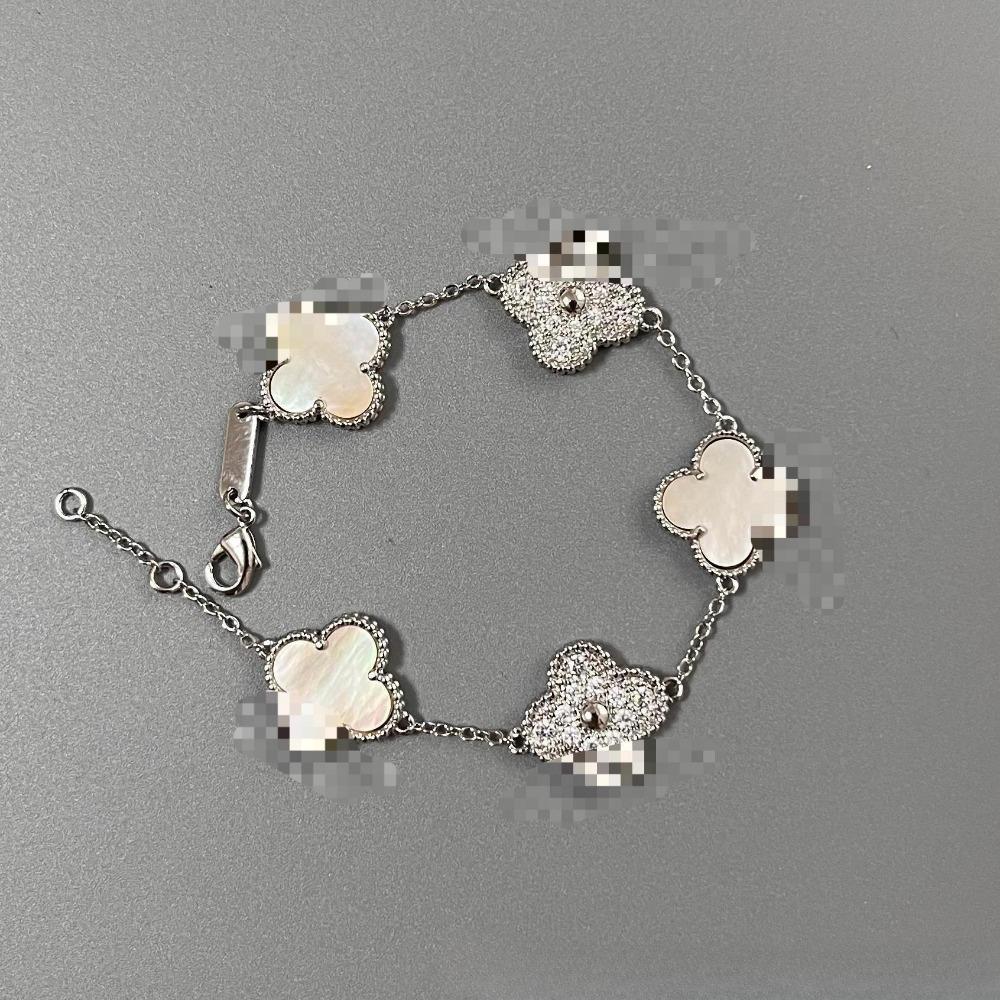 Fashionable Four-leaf Clover Five-flower Bracelet for Women 18k Double-sided Mother-of-pearl Fashion Niche Design Versatile Bracelet