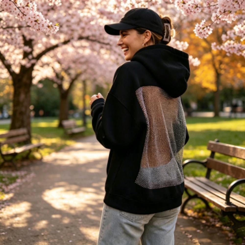 European Street Fashion Women s Transparent Mesh Hoodies XS-XXL Size Women Outdoor Casual Streetwear Sweatshirt Women Clothing Top XS