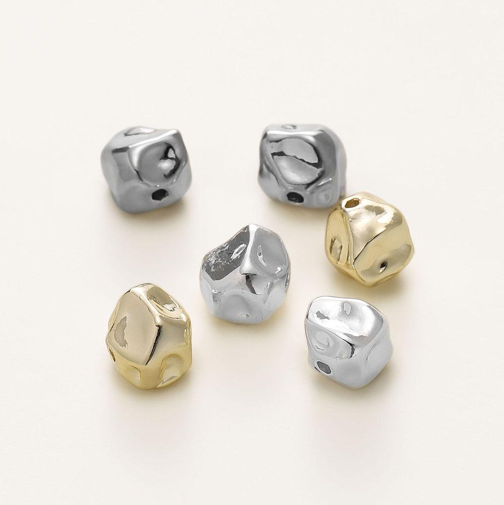 10Pcs/Pack 14K Gold Color Plated Metal Brass Irregular Shape Spacer Beads For DIY Handmade Bracelet Jewelry Making Accessories