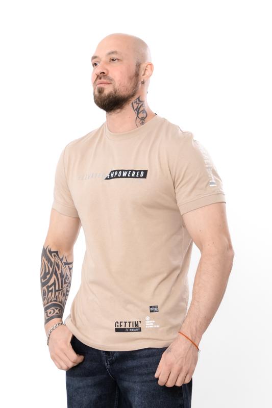 

Men s Straight Fit T-Shirt with Printed Slogan, Summer 8061-001-33-3 HC M вершковий