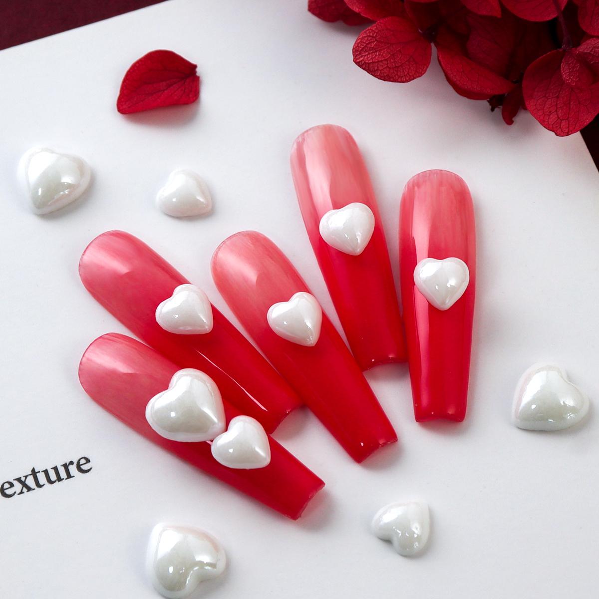 

30 шт. Белый керамический шарм в виде сердца любви 3D украшения для ногтей со стразами DIY маникюрные аксессуары принадлежности для стилиста по маникюру