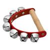 PATIKIL 6-Piece Jingle Bell Hand Bells, Wooden Percussion Wrist Bells for Music Classes, Parties, and Christmas, Red