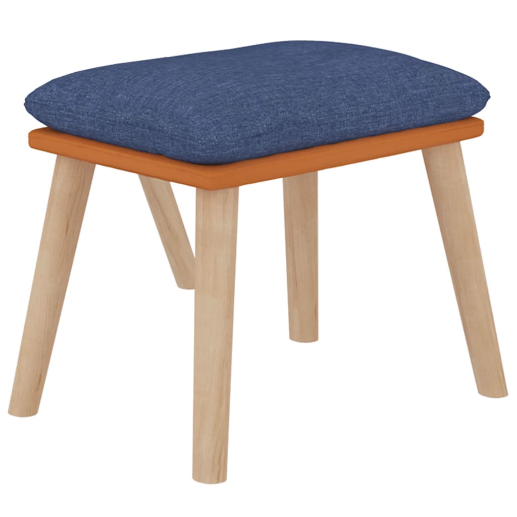 Relax Armchair with Footstool Blue Faux Leather & Fabric