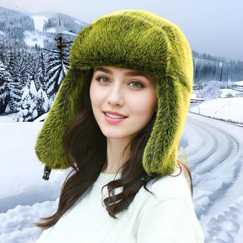 

Новая женская зимняя теплая шапка-сноубордистка из лисьего меха, шапка для ушей для путешествий на открытом воздухе, лыжная шапка из искусственного меха L（58-60cm）