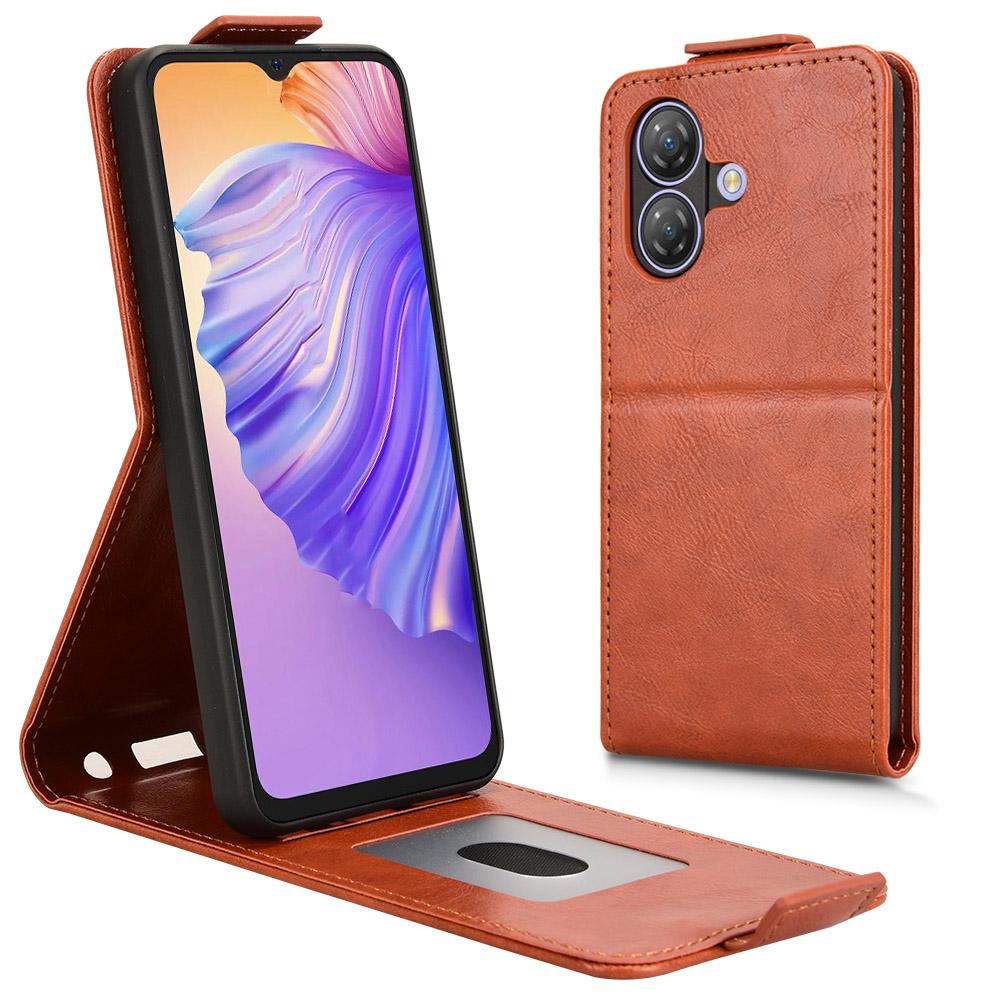 

For Ulefone Note 21 Stand Case Magnetic Clasp Vertical Flip Leather Phone Cover with Card Holder Orange