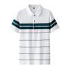 Men's and Women's Summer New Trendy Loose Clothes Trendy Brand Striped Couples Hong Kong Style Pure Cotton Short-sleeved T-shirt Lapel POLO Shirt