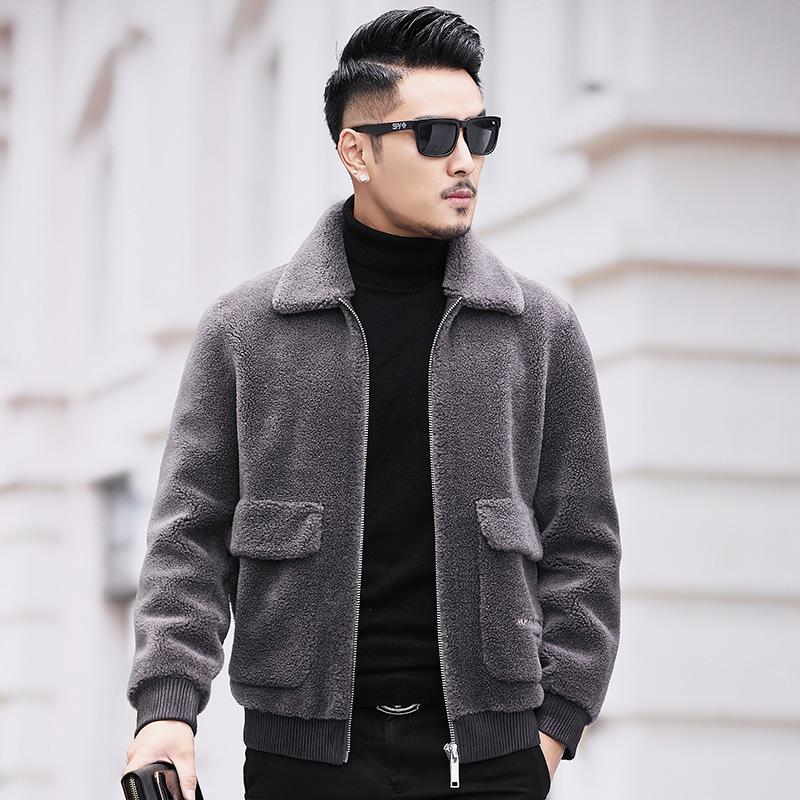 Haining fur winter new sheep shearing men's fur casual lamb wool lapel wool coat fur integrated tide