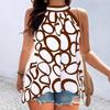 Damen Sommer Geometrische Neckholder Ärmelloses Rundhals T-Shirt Top