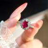Niche Light Luxury Red Corundum Fluorescent Lamp Color-changing Davis Style Pendant Necklace Women's Open Ring Stud Earrings Three-piece Set 2026