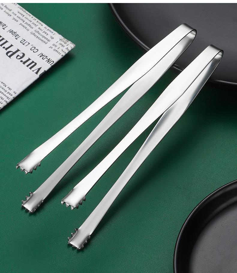 New Anti Slip Ice Clip Stainless Steel Ice Clamp Food Clip Coffee Cube Sugar Clip Long Handled Ice Cube Ice Clip