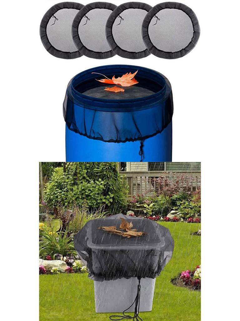 Garden Patio Rain Barrel Mesh Cover - Black Insect & Leaf Protection