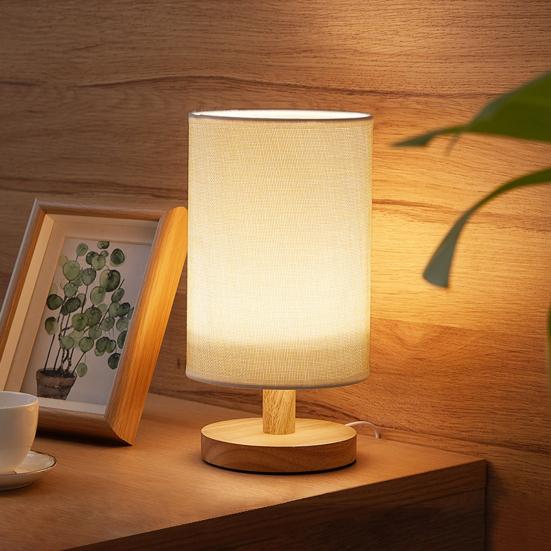 Table Lamp USB Charging Energy-efficient Eye-protective Dimmable Nightstand Lamp with Round Base for Home