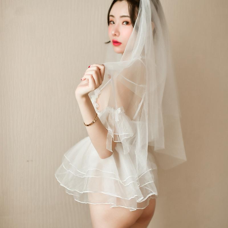 Funny Lingerie Bridal Headdress Pengpeng Princess Dress Embroidery Sexy Sleeping Dress Set Cute Girl Uniform