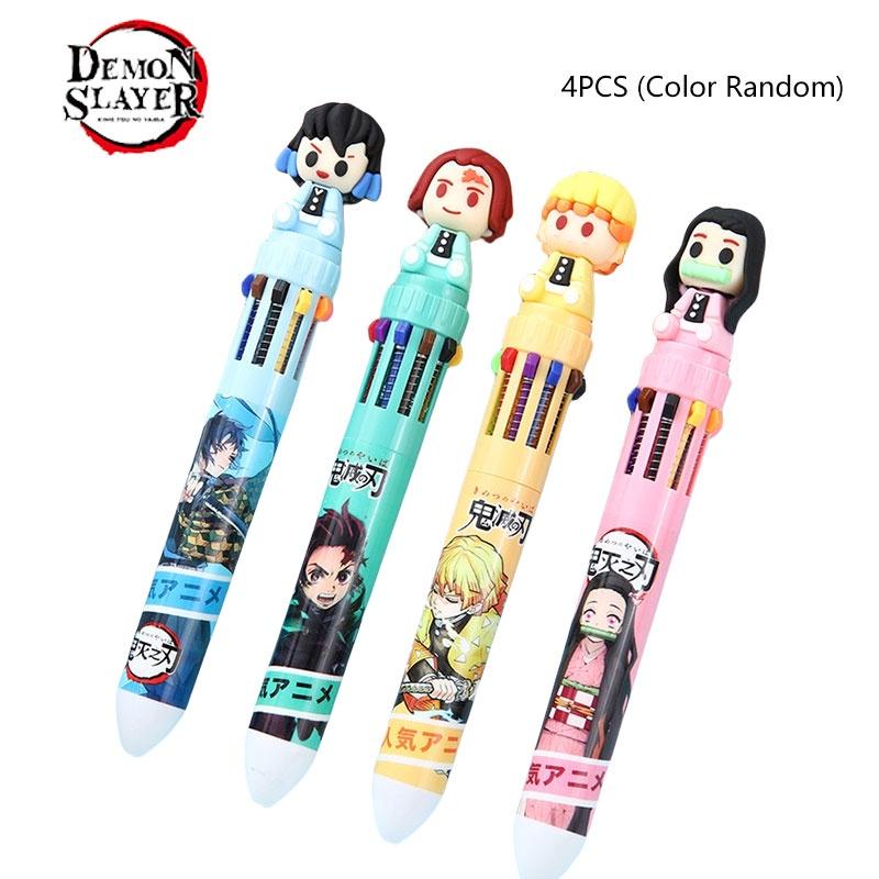 Cartoon Anime 10-color Ballpoint Pen Multi-functional Pressing Pen For Boys Student Special Notebook Pen