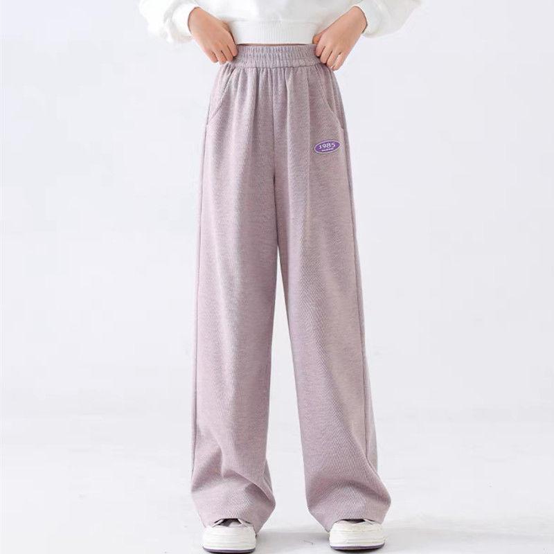 

Широкі спортивні штани для дівчаток на весну/осінь 2024 - Повсякденні прямі штани для дітей середнього та старшого віку 170 cm світло-фіолетового кольору