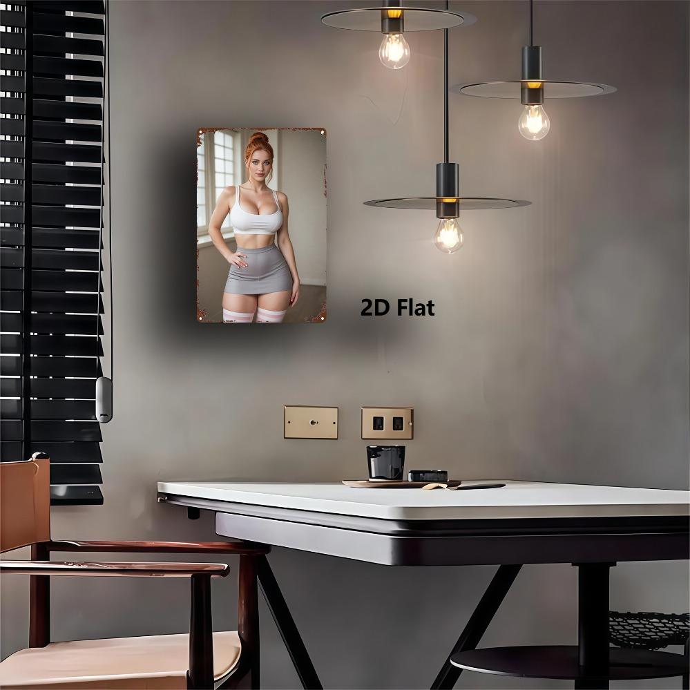 Vintage Female Fitness Model Metal Wall Art - 8x12 Inch Retro Gym Decor with Athlete Poster, Durable 2D Design Easy Installation