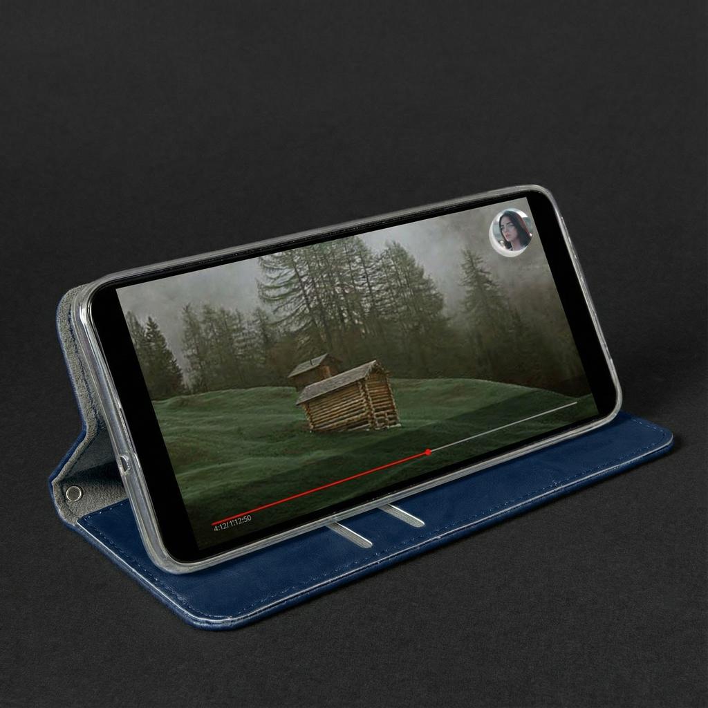 Etui Typu Portfel Do Motorola Edge 50 Neo - Granatowy Pokrowiec Bluemoon