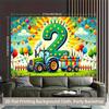 2D Tractor 2nd Birthday Backdrop for Boy Farm Themed Birthday Party