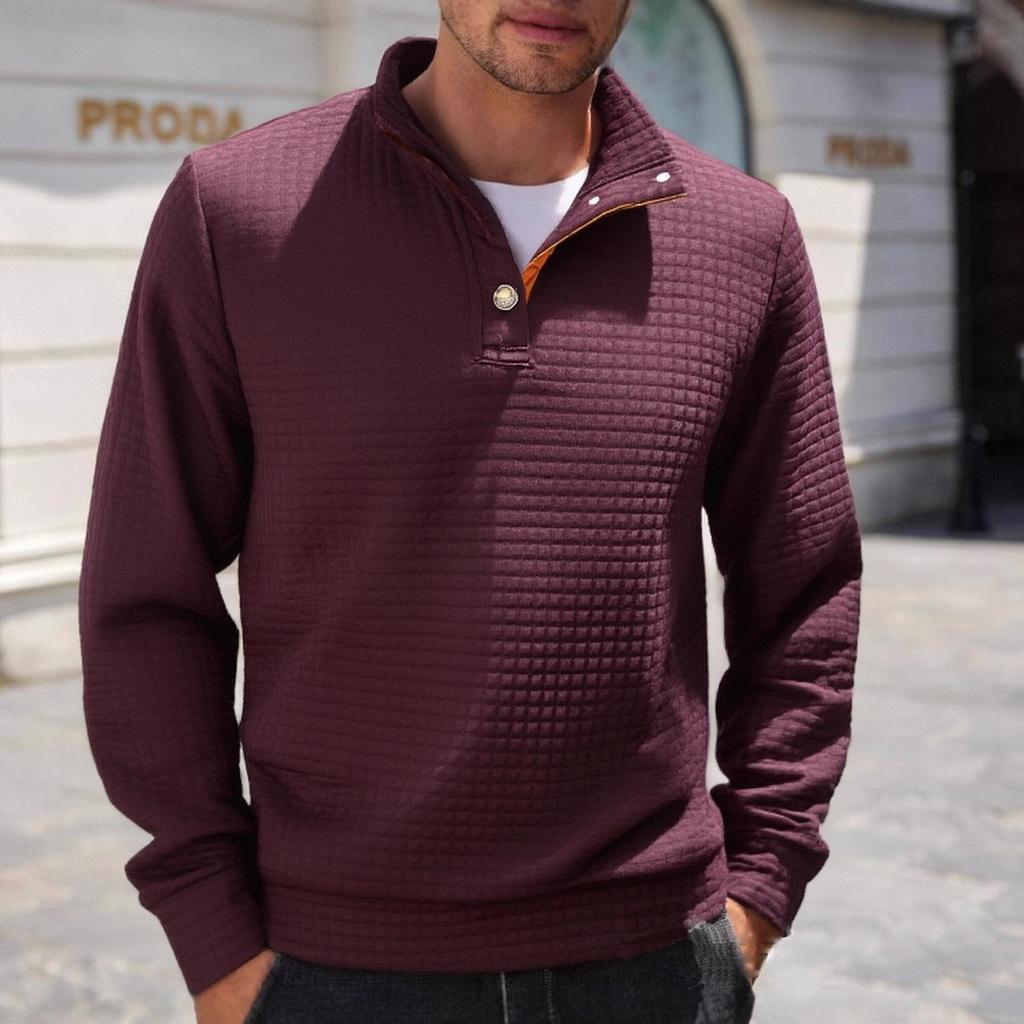 Spring Autumn Quartet Men's Standing Collar Single Breasted Casual Long Sleeve Sweatshirt Men Warmth Comfortable Fit Skin-friendly Breathable Tops