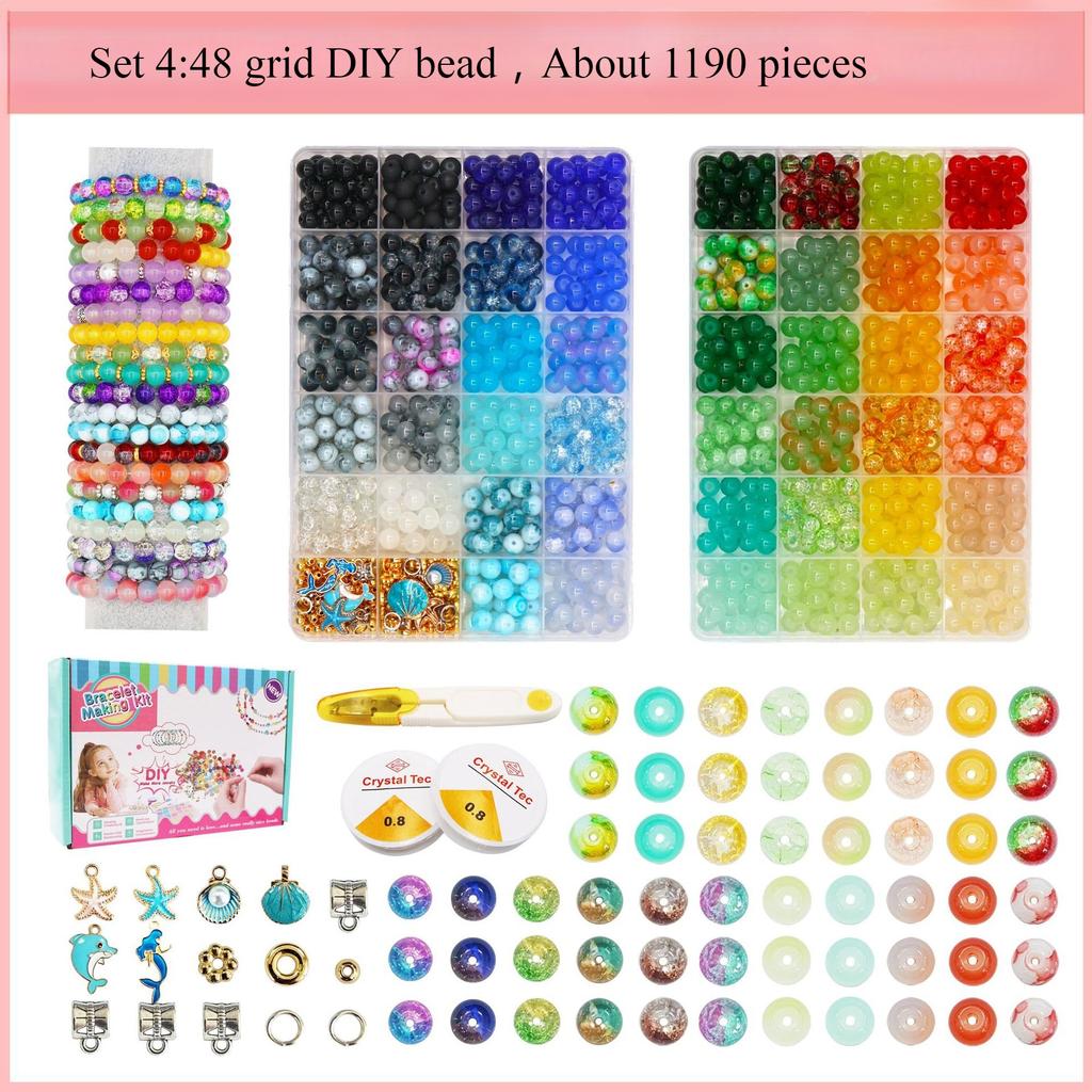 Gemischtfarbige Kristallglasperlen-Set Perlenarbeiten DIY Bekleidungsperlen-Zubehör Armband-Zubehör Material-Set Bastelbedarf