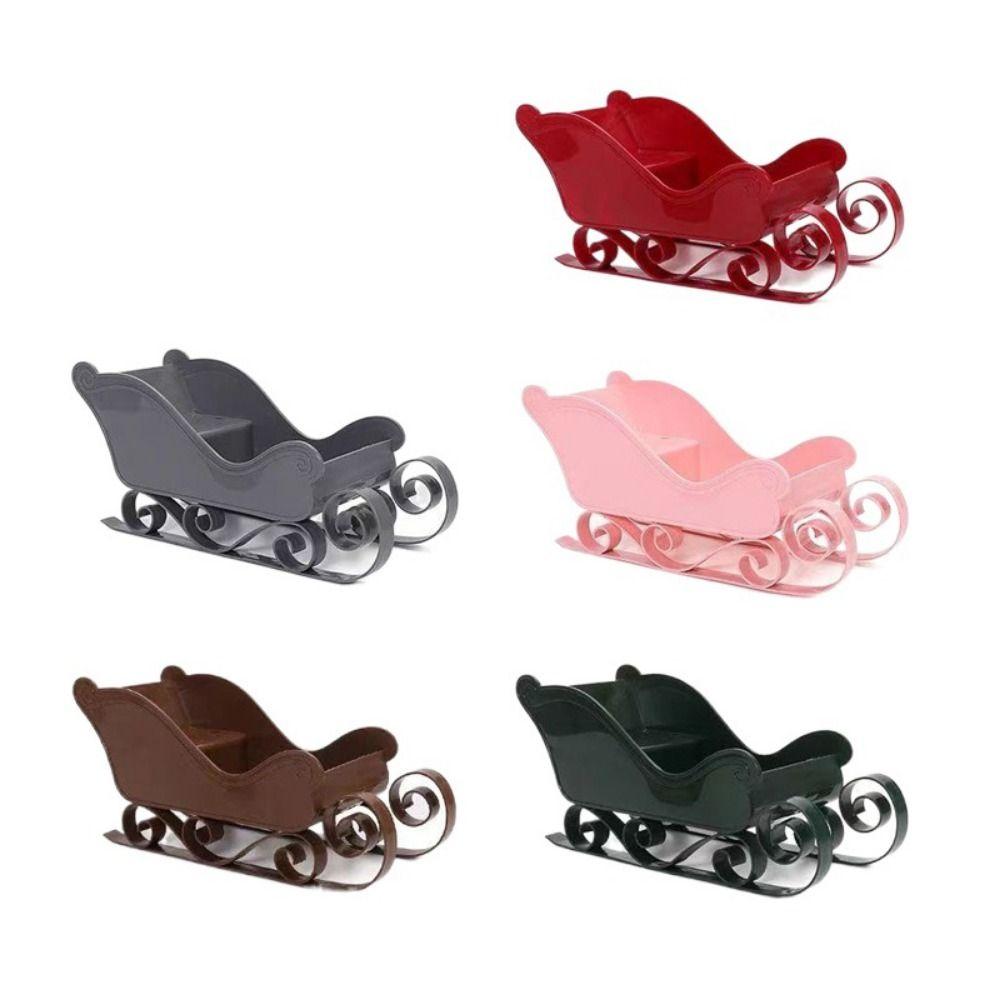 4pcs/set Removable Xmas Santa Sleigh Statue Decorative Christmas Scooter Ornament  Fairy Garden