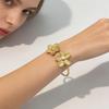Fashion Flower Cuff Bracelet Gold Color Open Arm Bangle Elegant Vintage Elegant Bangles  Wedding