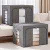 Foldable Steel Frame Clothing & Quilt Storage Box - Moisture-Proof Cotton Organizer for Dorm & Home.