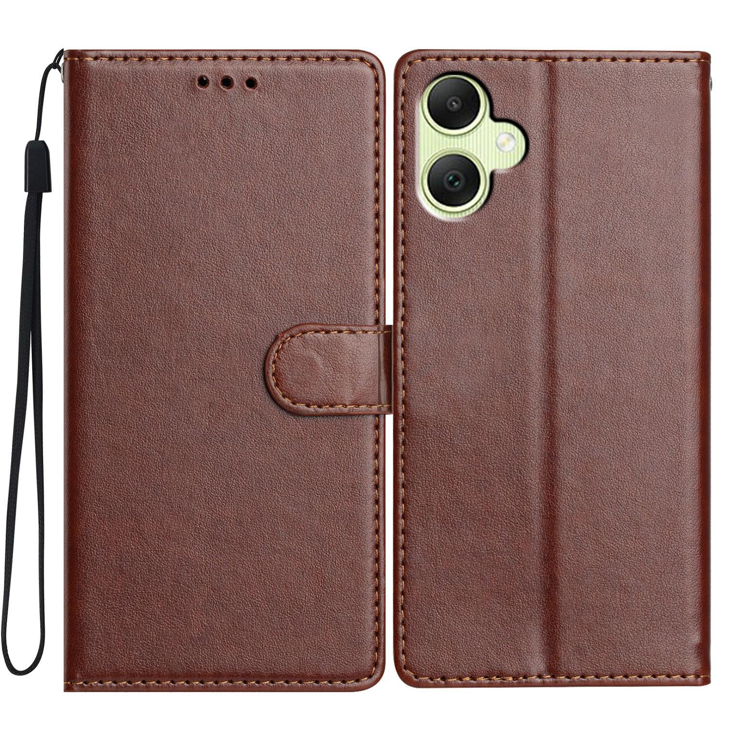 

For Samsung Galaxy A05 4G Leather Phone Case Wallet Stand Cover with Handy Strap Brown