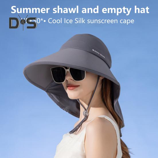 Women's Wide Brim Sun Hat Rollable UV Sun Protection Hat with Neck Flap UPF 50+ Fishing Hat with Ponytail Hole for Hiking Beach