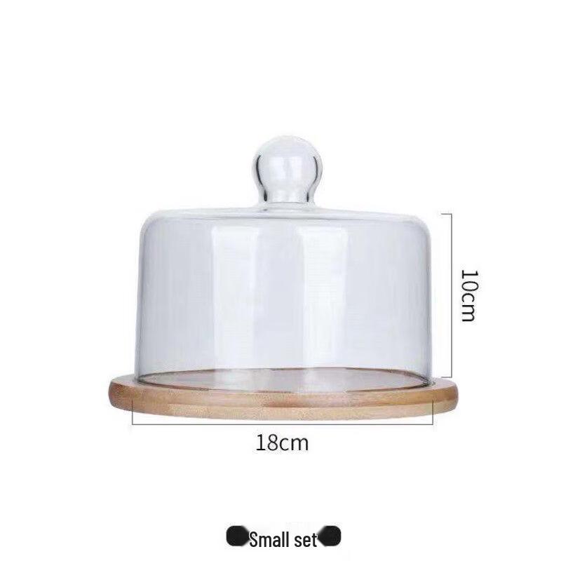 

Wooden Fruit Plate with Glass Dome Cover