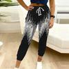 Summer Ladies Colorful Flowers Printed Sweatpants Loose Fit Drawstring Joggers Elastic Cuff Daily Casual Pants