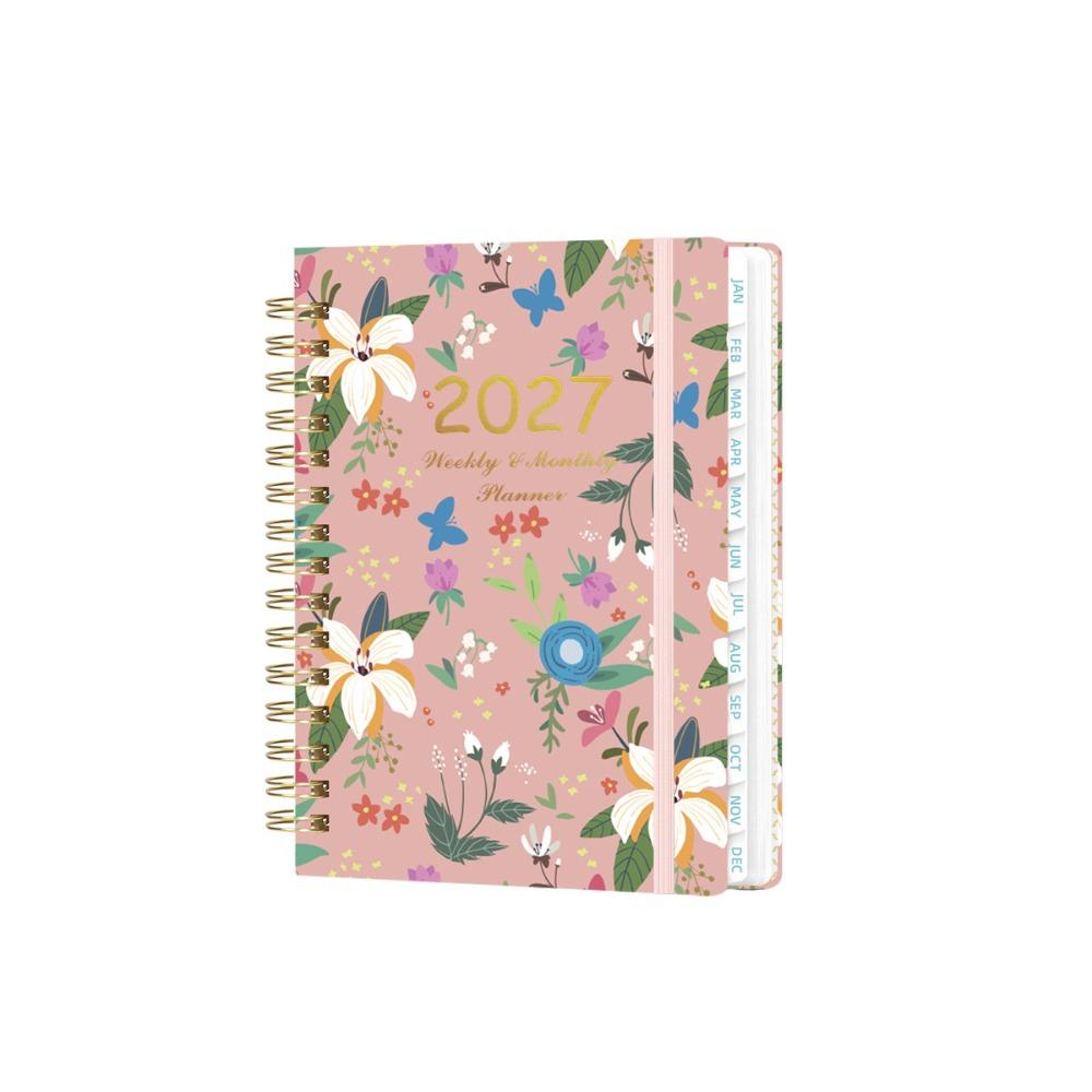 A5 Agenda Book Floral Pattern Daily Planner Book Portable 2027 Schedule Book  Students